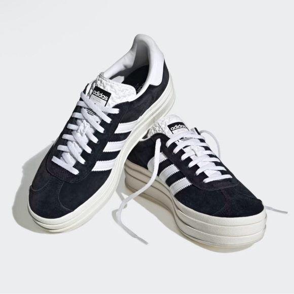 Adidas Gazelle Bold Black and White Sneakers 41.5 10 Women’s - Picture 2 of 5